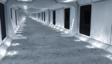 Futuristic Hallway Interior Concept Design Stock Illustration