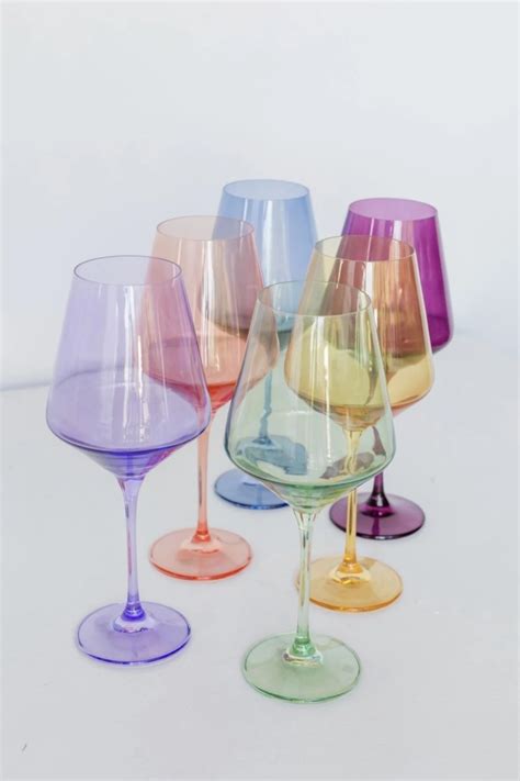 estelle colored wine stemware set of 6 {mixed set} colored glassware stemware colored glass