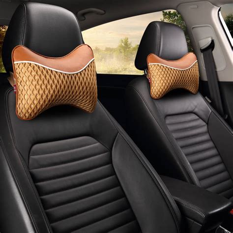 2pcs pu leather 3d car headrest neck pillow universal comfortable car auto neck safety pillows