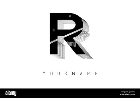 Black Wireframe R Letter Logo Design In Two Colors Creative Vector