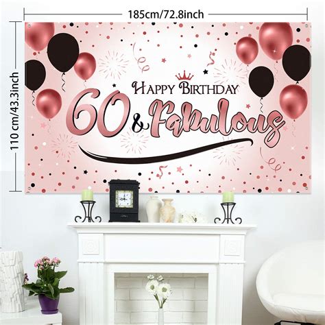 60th Rose Gold Birthday Party Decoration Extra Large Fabric Sign