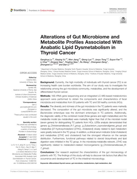 Pdf Alterations Of Gut Microbiome And Metabolite Profiles Associated