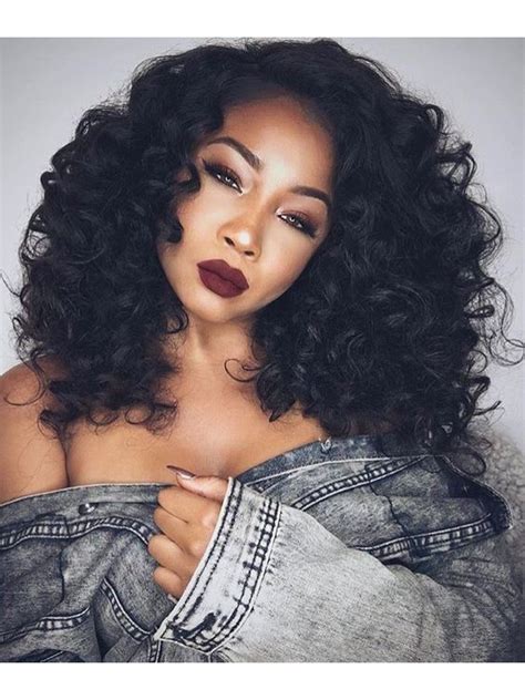 The natural curly hair life can be a bit draining at times, and there are moments where time is not on our side, and putting those curls in a bun is the best we can do. Sexy curly medium hair black color wigs for black women