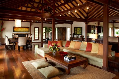 Bali Inspired Tropical Living Room Hawaii By Andrea Lecusay