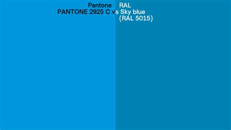 Pantone 2925 C Vs Ral Sky Blue Ral 5015 Side By Side Comparison