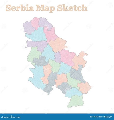 Serbia Map Stock Vector Illustration Of Belgrade Hand
