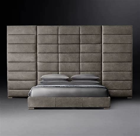 Modena Extended Panel Rectangular Channel Leather Platform Bed