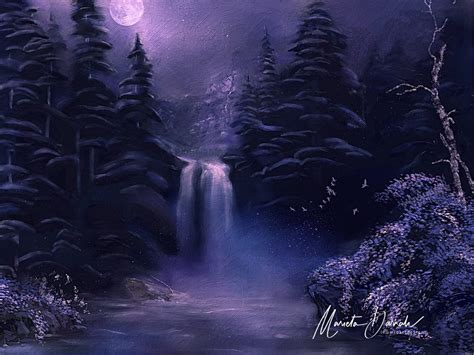 Moonlight Waterfall Painting Illuminart Designs