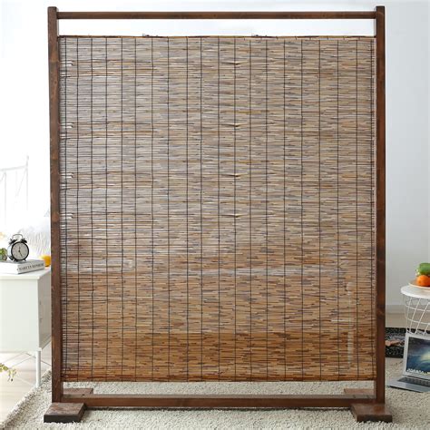 Myt Rustic Style Dark Brown Wood And Reed Single Panel Privacy