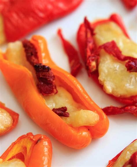 Mini Sweet Pepper Bites With Brie Cheese And Sun Dried Tomatoes