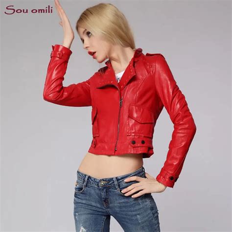 red rivet leather jackets faux leather jacket for women s 2018 short fashion outerwear jacket