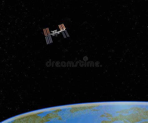 International Space Station Or Iss Orbiting Over Planet Earth Stock