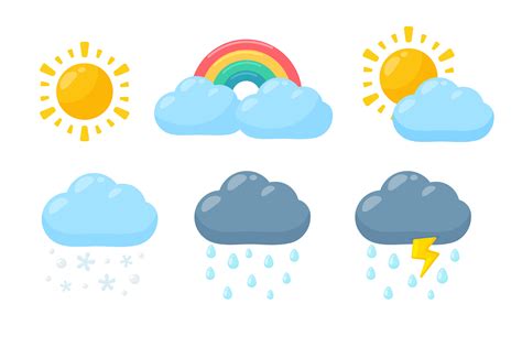 Weather icon set in cartoon style 1217367 Vector Art at Vecteezy