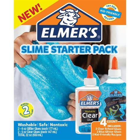 Elmers Slime Kit 4pkg Blue Glitter Dubais Arts And Crafts