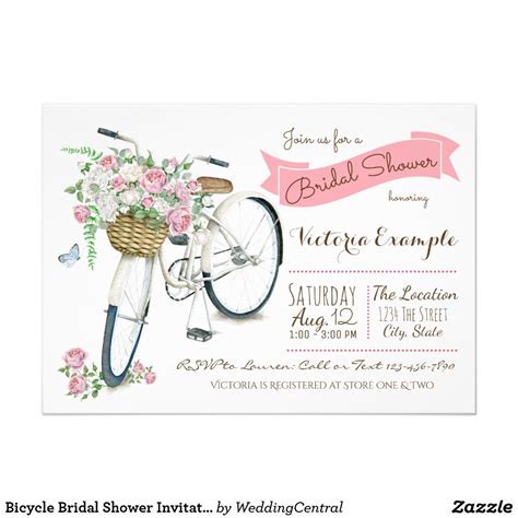 Bicycle Bridal Shower Invitation Bicycle Wedding