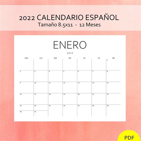 Calendario Anual Para Imprimir En Espanol