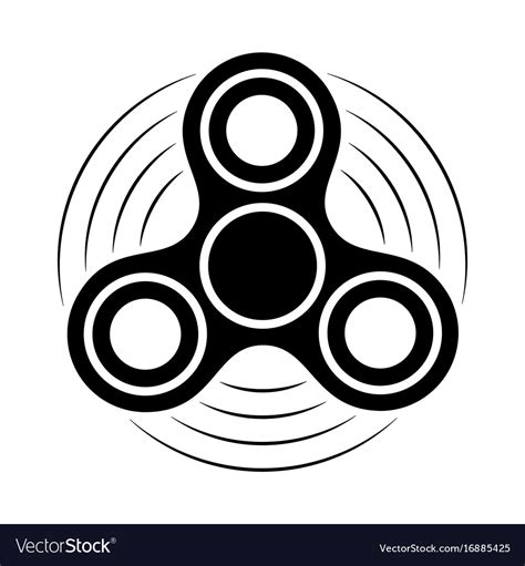 Fidget Spinner Black And White Icon Hand Rotation Vector Image
