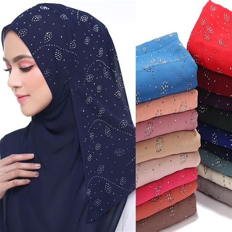 10 Pcslot Womens Bubble Chiffon Scarf Crystal Scarf Hijab Shawls Wraps Solid Color Muslim