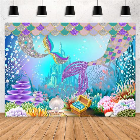 Buy Aperturee Under The Sea Mermaid Scales Tails Backdrop 7x5ft Coral