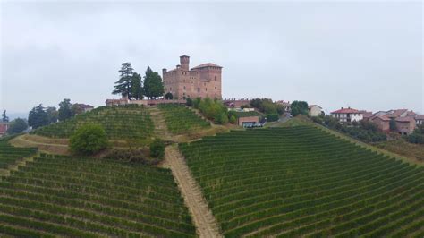 Grinzane Cavour Castle And Vineyard Aerial View In Langhe Piedmont
