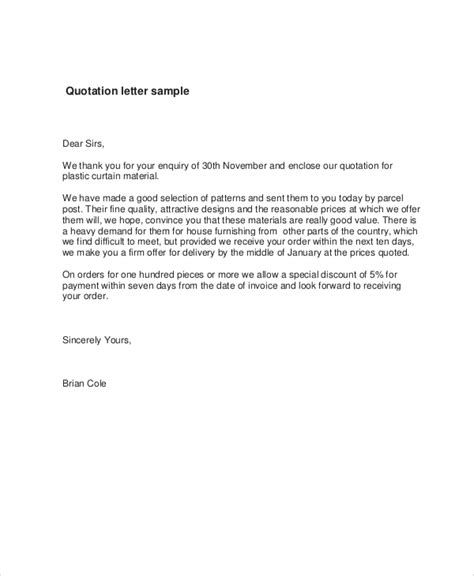 sample quotation letters