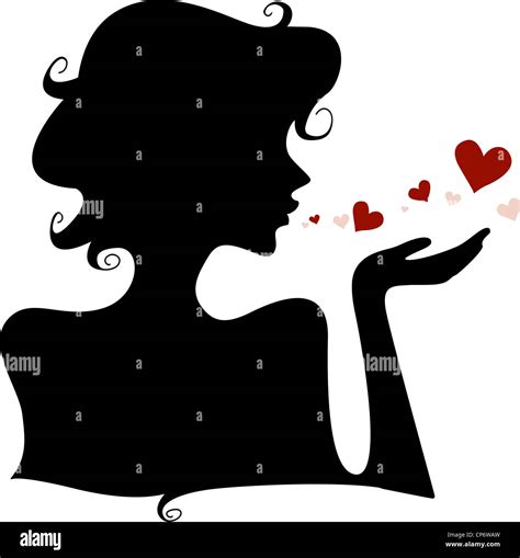 Silhouette Of A Girl Blowing Hearts Away Stock Photo Alamy