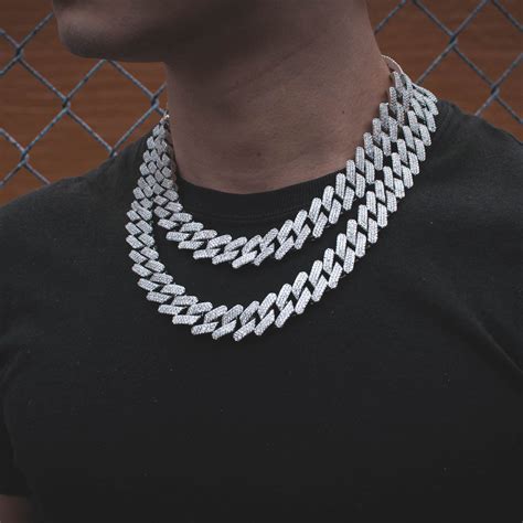 Diamond Prong Cuban Link Chain Choker Necklace Solid Iced Out Etsy