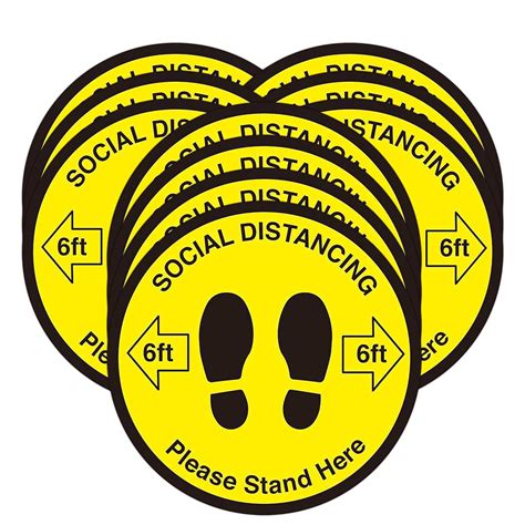 Social Distancing Floor Decals 10 Round Pack Of 10 Six Feet
