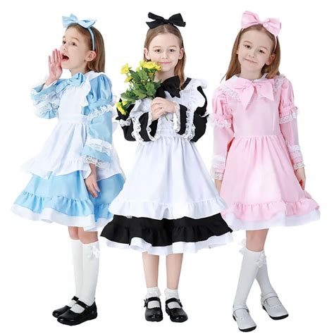 Alice In Wonderland Kids Costume Baby Girls Party Dress Little Maid