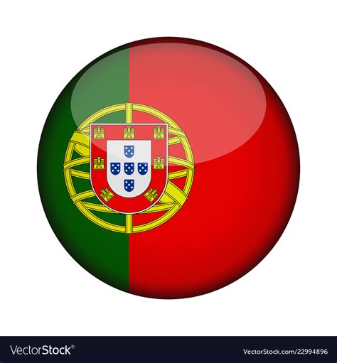 Portugal Flag In Glossy Round Button Icon Vector Image