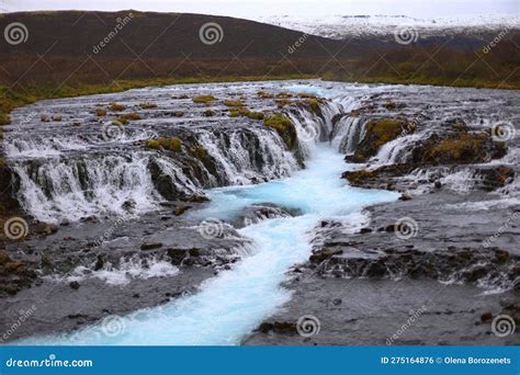 Beautiful Icelandic Cascade Waterfall Bruarfoss Stock Photo Image Of