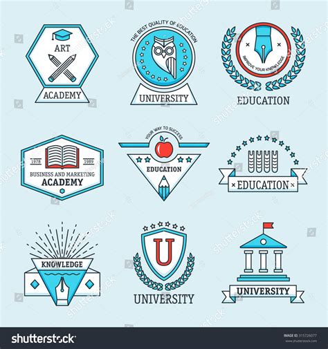 Set University College School Crests Logo Stock Vector 315726077