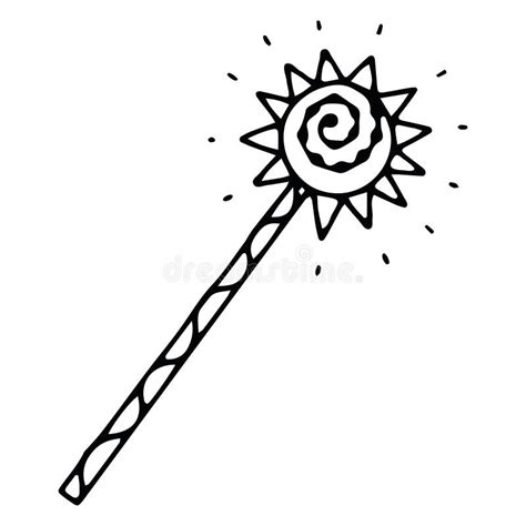 Vector Hand Drawn Magic Wand Outline Doodle Icon Magic Wand Sketch