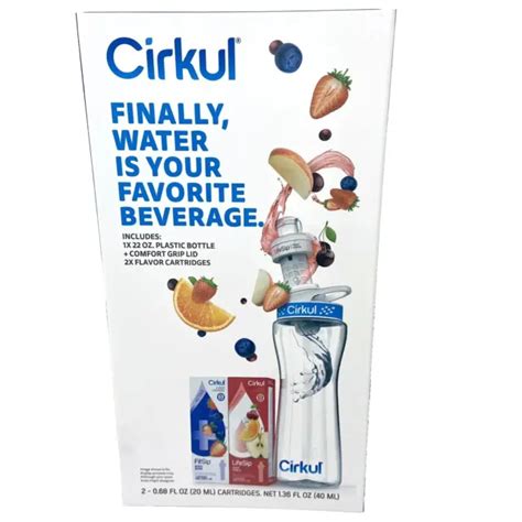 Cirkul Water Bottle Starter Kit With Blue Lid 22 Oz With 2 Flavor