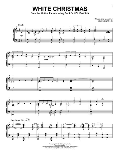 White Christmas Sheet Music Irving Berlin Piano Solo
