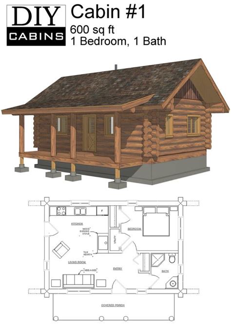 Log Cabin 1 Is A 600 Sq Ft 1 Bedroom And 1 Bathroom Design Designed