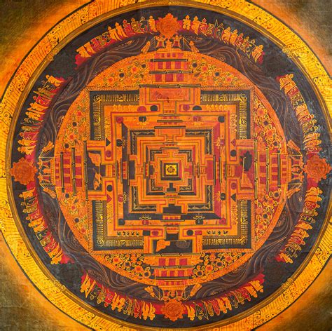 Kalachakra Mandala Lotus Handmade Thanka Painting From Nepal Tibet