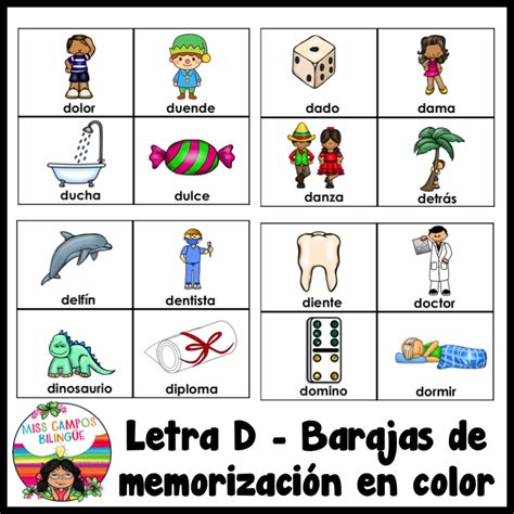 Letter D Flash Cards Barajas De Vocabulario Para La Letra D Y Las