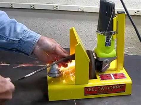 Once both cutting edges have been sharpened, there's one more important step: DIY lawnmower blade sharpening jig fixture | FunnyDog.TV