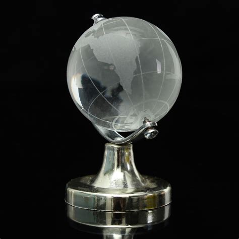 Round Earth Globe World Map Crystal Glass Clear Paperweight Stand Desk Decor Ebay