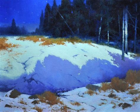 Moonlight Serenade 24x30 Winter Painting Painting Snow Blue Painting