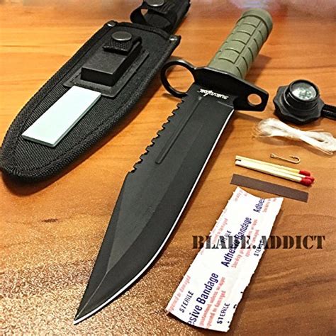 12 Tactical Hunting Army Rambo Fixed Blade Knife Machete Bowie W