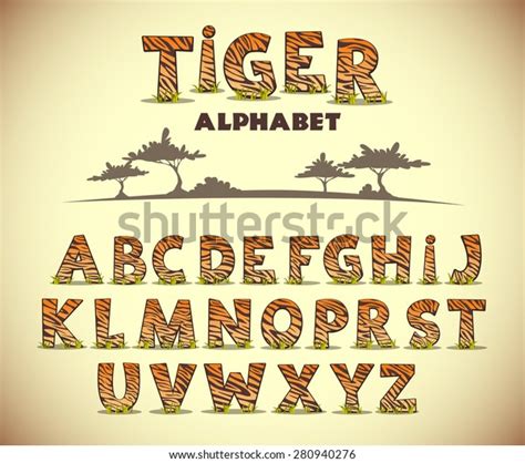 Alfabeto tigre fuente vector con patrón vector de stock libre de