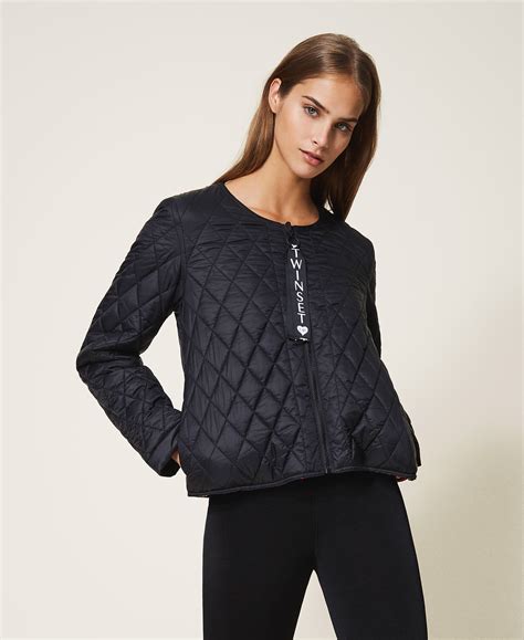 Ultra Light Quilted Puffer Jacket Woman Black Twinset Milano