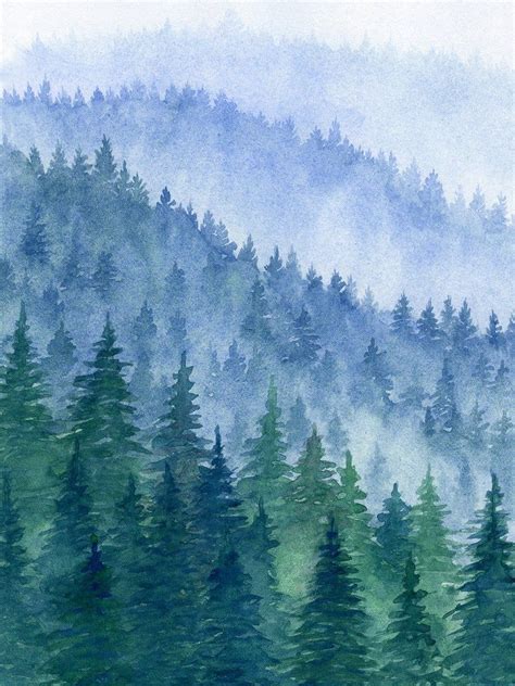 Calm Forest Wall Art Set Of 3 Forest Watercolor Prints Etsy In 2021