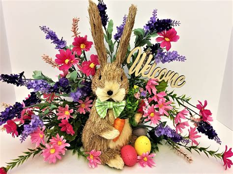 Easter Bunny Floral Arrangement Welcome Bunny Etsy Spring Easter
