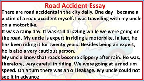 Road Accident Essay Traffic Accident Essay With Pdf Essay Writing Examples Essay Writing