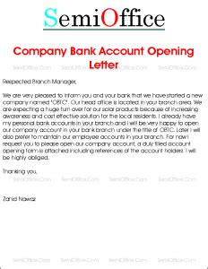 At least 1 capital and lowercase letter. Company Bank Account Opening Request Letter