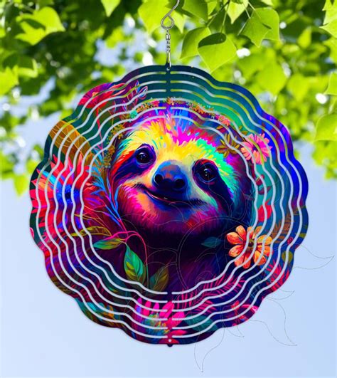 Sloth Sloths Adorable Neon Look Style Design 3d Metal Hanging Etsy