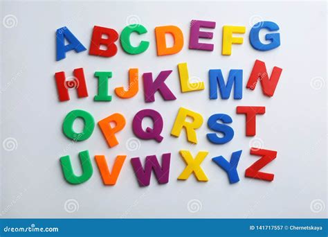 Plastic Magnetic Letters Isolated On White Top View Stock Image